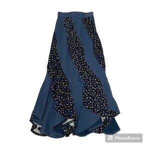 VTG Floral Wave Stripe Skirt Dress Sz 25 LONG